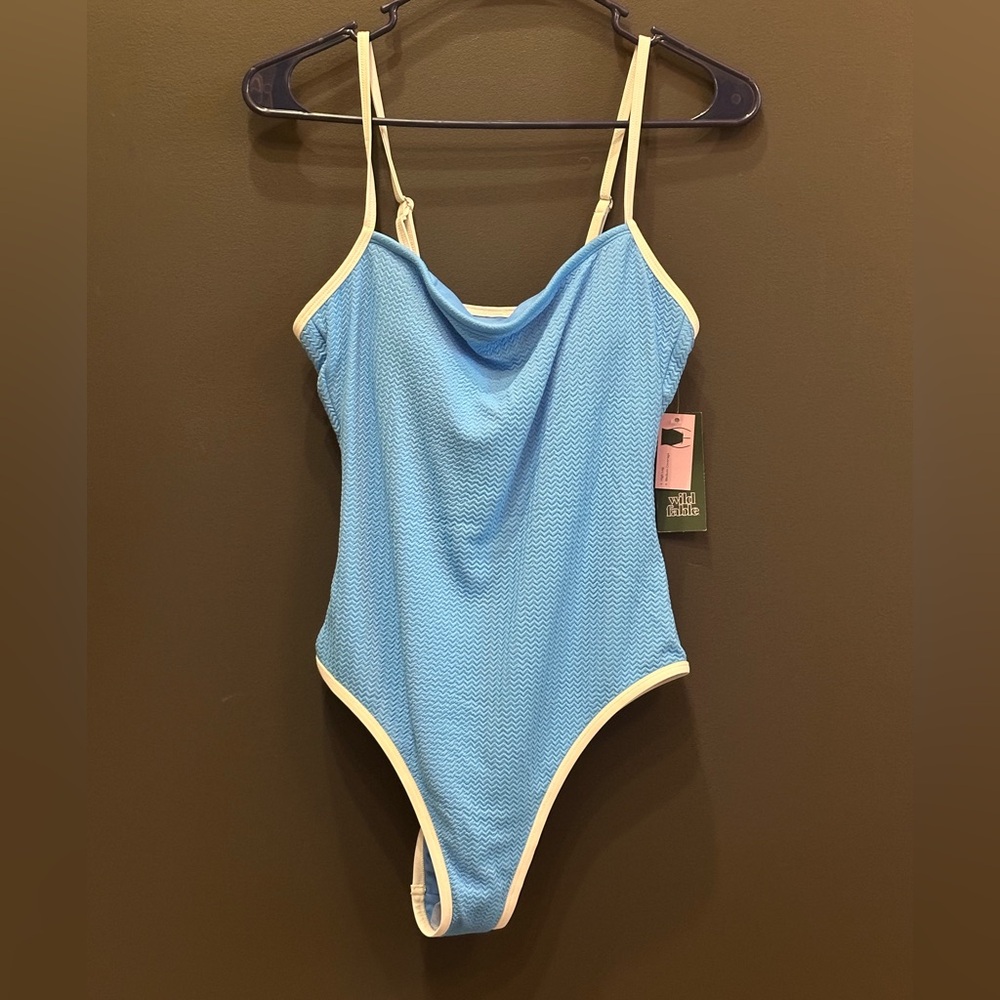 Wild Fable | Blue and White Textured One Piece‎ Swimsuit | Medium | NWT
